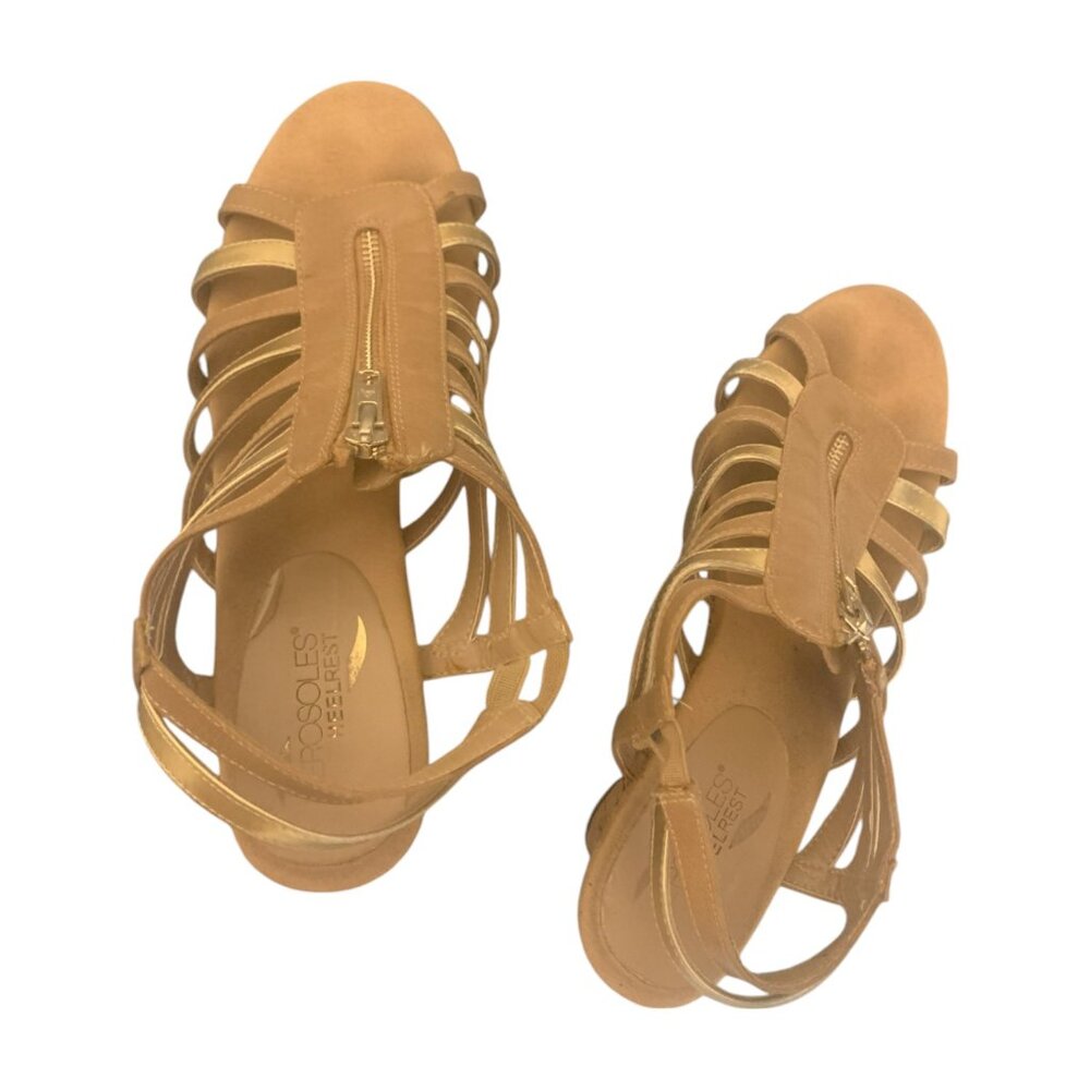 Aerosoles Gold Strappy Women's Sandals - Size 10